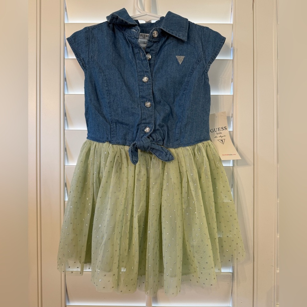 Guess jean and tulle green dress 3T